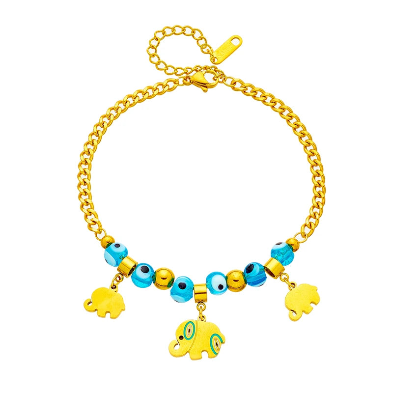 Bohemian Style Elephant Charm Chain Bracelet