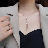 316L Stainless Steel Butterfly Zircon Tassel Charms Choker Necklace