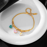 316L Stainless Steel Love Heart Charm Chain Bracelets