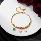 316L Stainless Steel Love Heart Charm Chain Bracelets