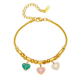 316L Stainless Steel Love Heart Charm Chain Bracelets