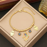 Colorful Zircon Eyes Palm Charm Choker Set
