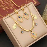 Colorful Zircon Eyes Palm Charm Choker Set