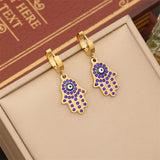 Colorful Zircon Eyes Palm Charm Choker Set