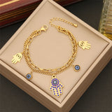 Colorful Zircon Eyes Palm Charm Choker Set
