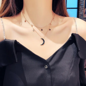 316L Stainless Steel Moon Stars Choker Necklaces for Women