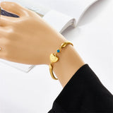 316L Stainless Steel Love Heart Green Eye Charm Bracelet