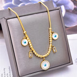 316L Stainless Steel Crystal Zircon Shell Eye Butterfly Choker Necklace