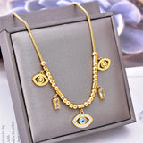 316L Stainless Steel Crystal Zircon Shell Eye Butterfly Choker Necklace