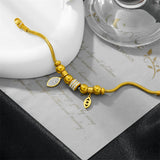 316L Stainless Steel Zircon Eye Leaf Charm Snake Chain Bracelet