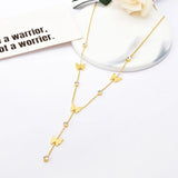 316L Stainless Steel Butterfly Tassel Charm Choker Necklace