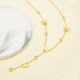 316L Stainless Steel Butterfly Tassel Charm Choker Necklace
