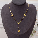 316L Stainless Steel Butterfly Tassel Charm Choker Necklace