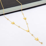 316L Stainless Steel Butterfly Tassel Charm Choker Necklace