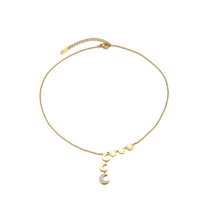 316L Stainless Steel Zircon Moon Charm Choker Necklace for Women