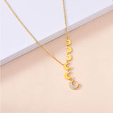 316L Stainless Steel Zircon Moon Charm Choker Necklace for Women