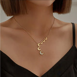316L Stainless Steel Zircon Moon Charm Choker Necklace for Women