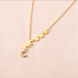316L Stainless Steel Zircon Moon Charm Choker Necklace for Women