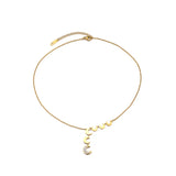 316L Stainless Steel Zircon Moon Charm Choker Necklace for Women