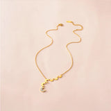 316L Stainless Steel Zircon Moon Charm Choker Necklace for Women
