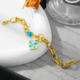 316L Stainless Steel Zircon Shell Bead Heart Charm Bracelet