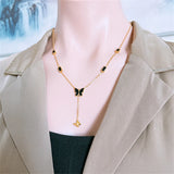 316L Stainless Steel Zircon Butterfly Charms Chain Choker Necklace