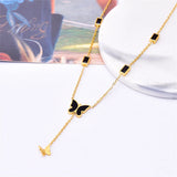 316L Stainless Steel Zircon Butterfly Charms Chain Choker Necklace