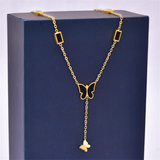 316L Stainless Steel Zircon Butterfly Charms Chain Choker Necklace