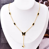 316L Stainless Steel Zircon Butterfly Charms Chain Choker Necklace