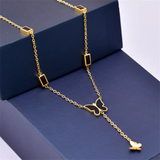316L Stainless Steel Zircon Butterfly Charms Chain Choker Necklace