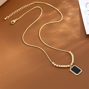 316L Stainless Steel Zircon Square Bead Choker Necklace for Women