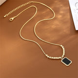 316L Stainless Steel Zircon Square Bead Choker Necklace for Women