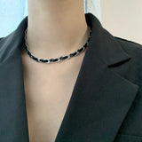 316L Stainless Steel Leather Weave Charms Thick Chain Choker Necklace