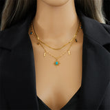 316L Stainless Steel Lightning Eye Shape Charm Chain Choker Necklace