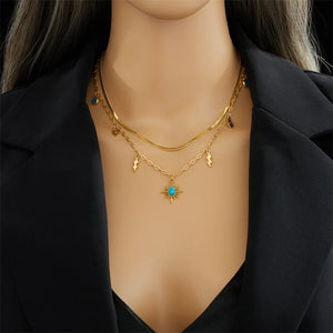 316L Stainless Steel Lightning Eye Shape Charm Chain Choker Necklace