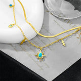 316L Stainless Steel Lightning Eye Shape Charm Chain Choker Necklace