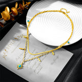 316L Stainless Steel Lightning Eye Shape Charm Chain Choker Necklace
