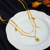316L Stainless Steel Lightning Eye Shape Charm Chain Choker Necklace