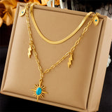 316L Stainless Steel Lightning Eye Shape Charm Chain Choker Necklace