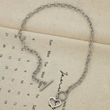 316L Stainless Steel Heart OT Shape Buckle Choker Necklace