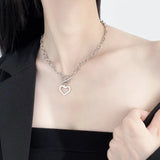 316L Stainless Steel Heart OT Shape Buckle Choker Necklace