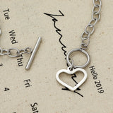 316L Stainless Steel Heart OT Shape Buckle Choker Necklace