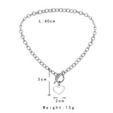 316L Stainless Steel Heart OT Shape Buckle Choker Necklace