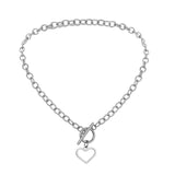 316L Stainless Steel Heart OT Shape Buckle Choker Necklace
