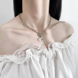 316L Stainless Steel Heart OT Shape Buckle Choker Necklace