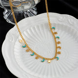 316L Stainless Steel Stars Moon Charm Choker Necklace