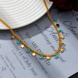 316L Stainless Steel Stars Moon Charm Choker Necklace