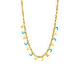 316L Stainless Steel Stars Moon Charm Choker Necklace