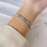 316L Stainless Steel Zircon Charm Bangle Bracelet For Women