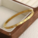 316L SS Zircon Charm Chain Bangle Bracelet